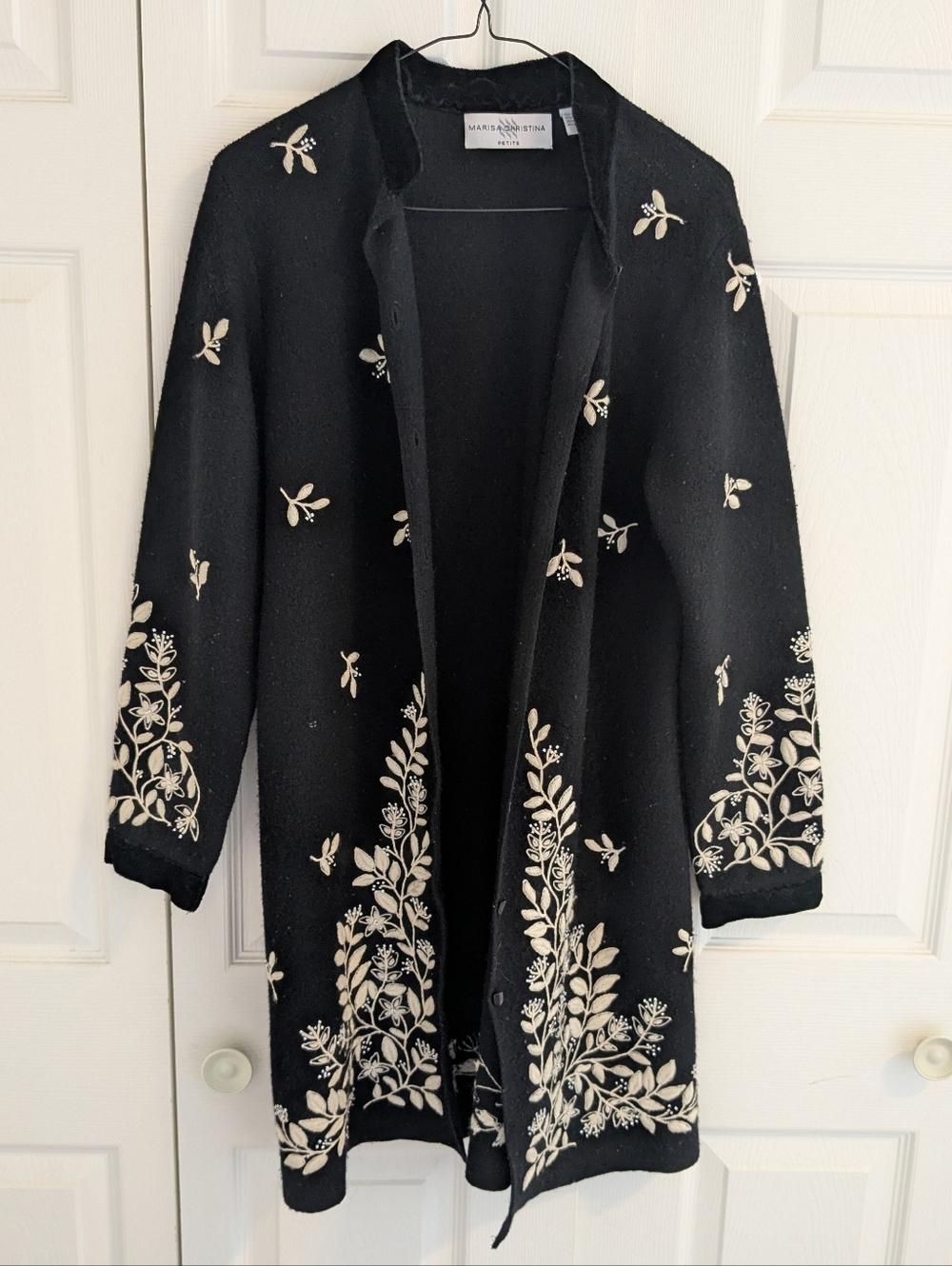 Gorgeous Wool Black Embroidered Cardigan Sweater